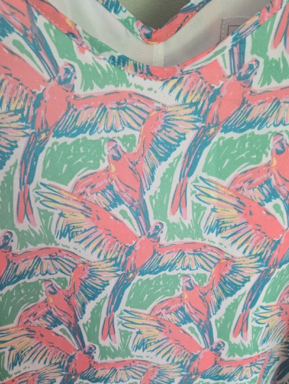 Lauren James Palm Print Slip Dress — Coral Pink & Mint Xl - Picture 3 of 3